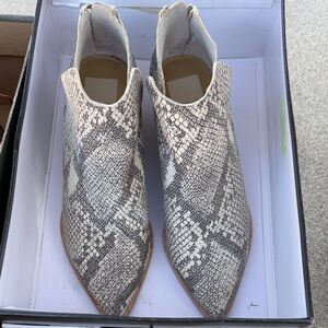 Dolce Vita Snakeskin Ankle Booties - Black and White